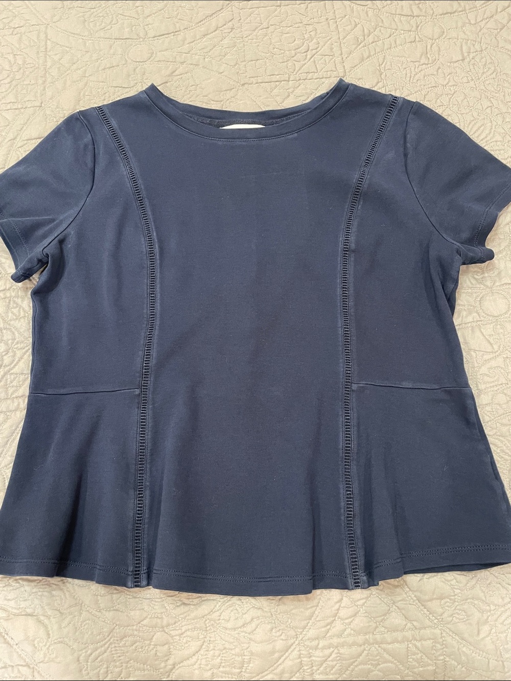 Liz Claiborne Navy Short Sleeve Peplum Tee M